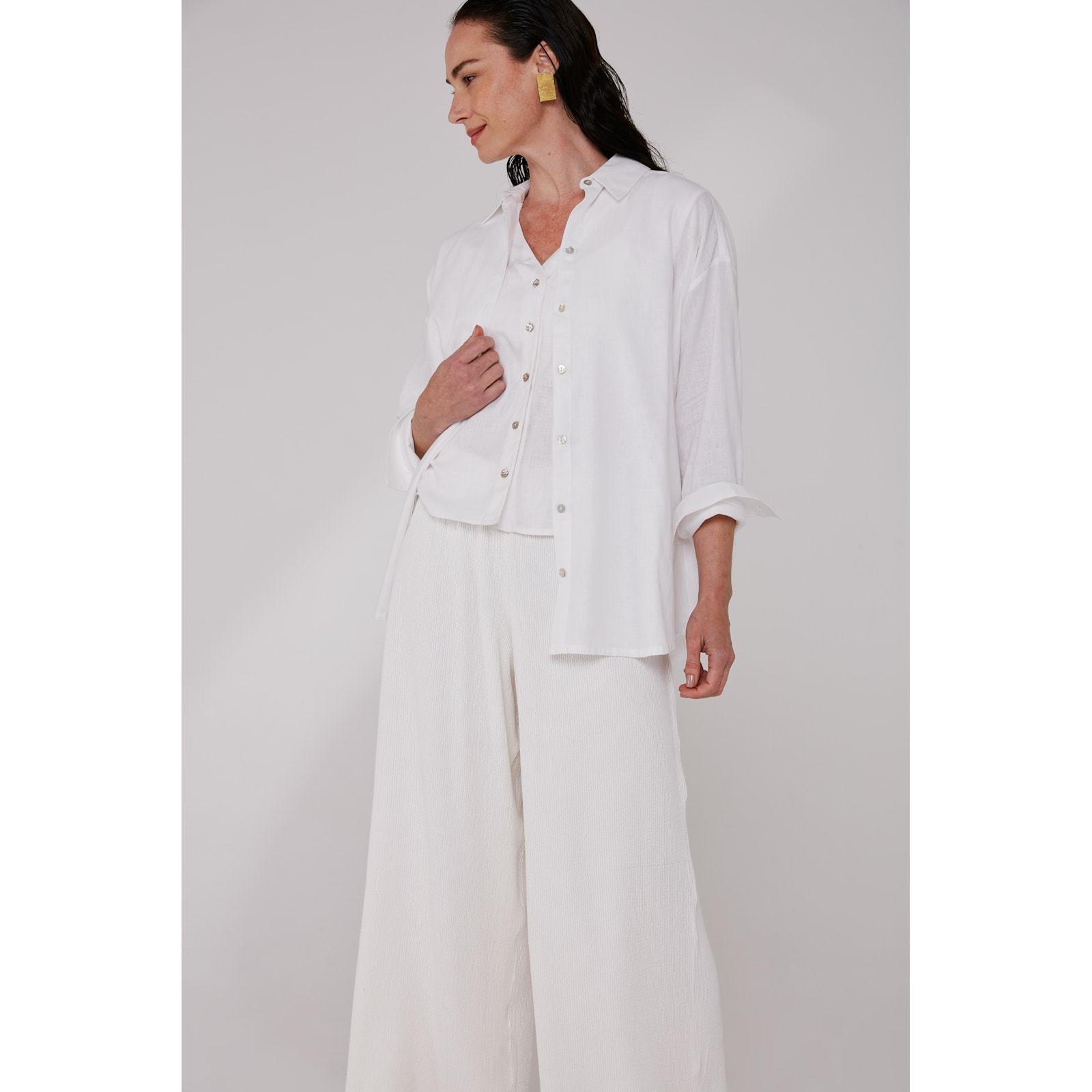Camisa Yogini Linho Ella Dye Off White