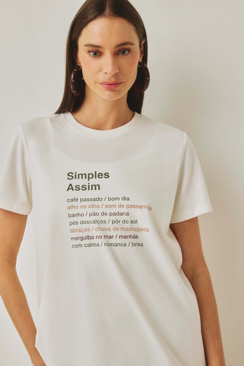 Camiseta Yogini Algodao Simples Assim Off White