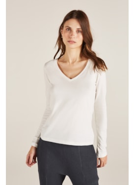 Camiseta Yogini Algodao v Amalia Off White