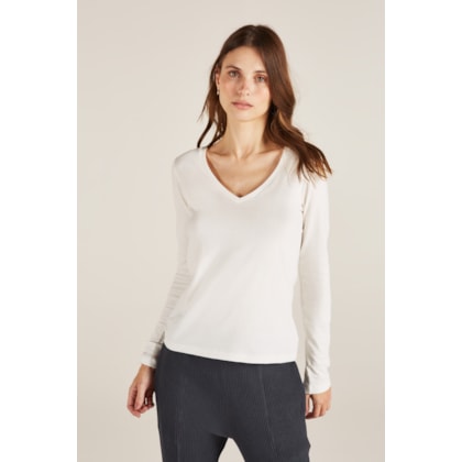 Camiseta Yogini Algodao v Amalia Off White
