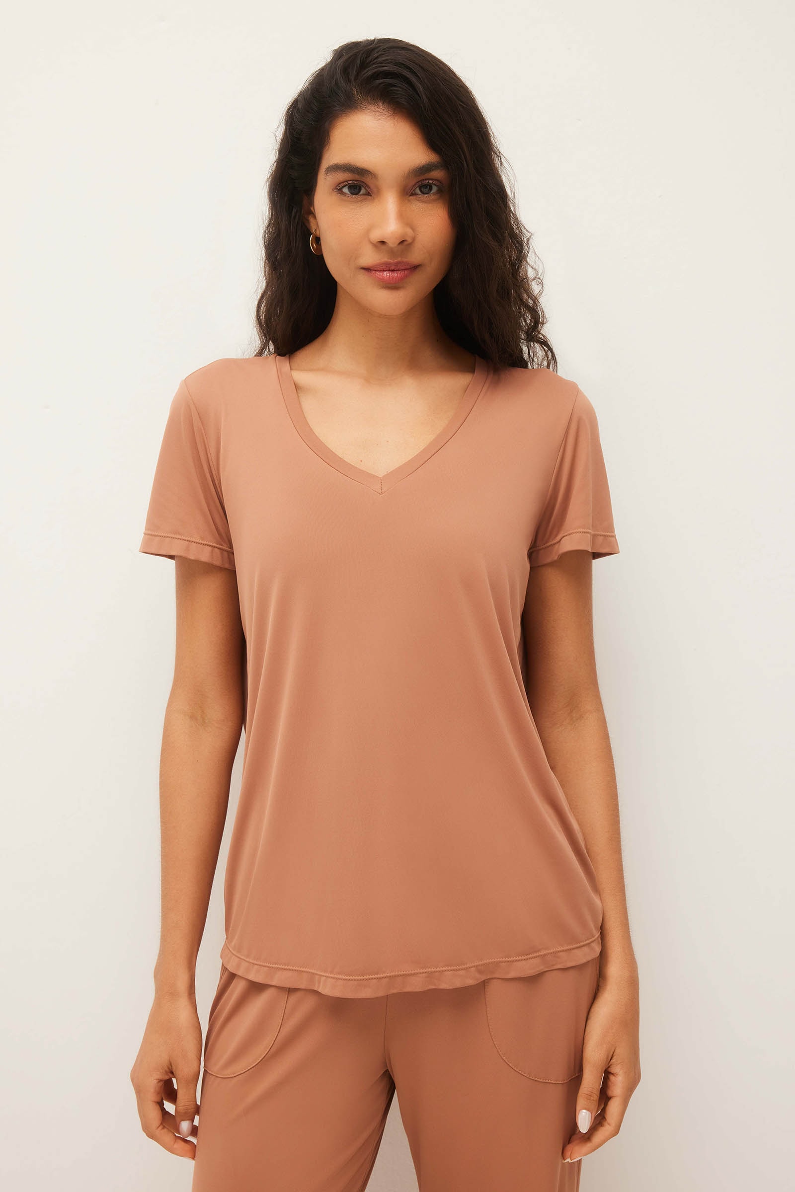 Camiseta Yogini Dec v Dry Uv Palma (46) Marrom