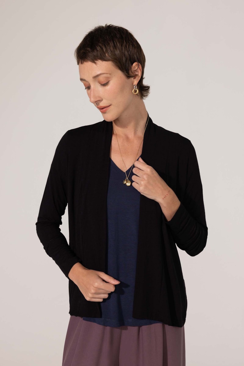 Casaco Cardigan Preto Scarlet