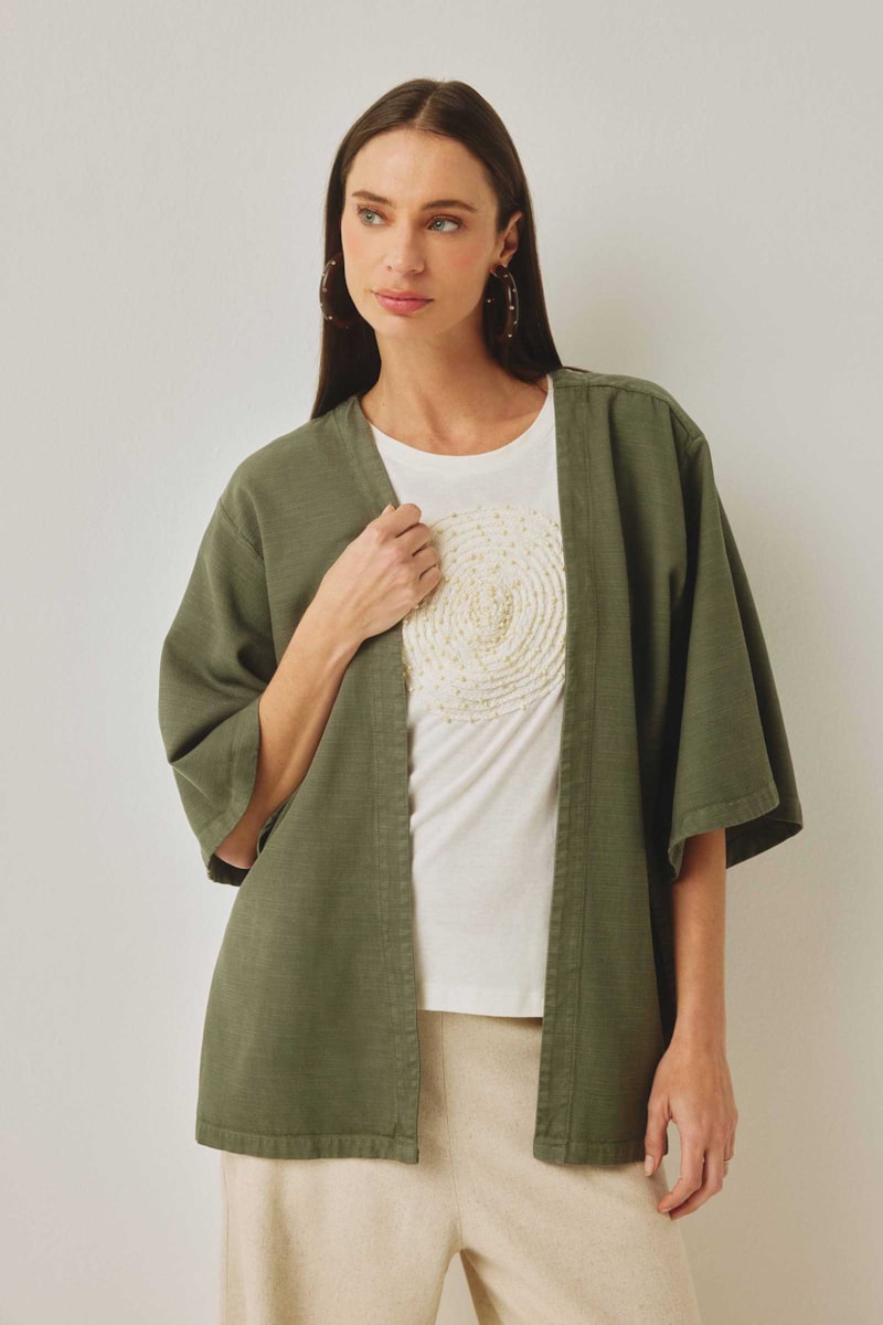 Casaco Kimono Verde Lótus Liocel Norah