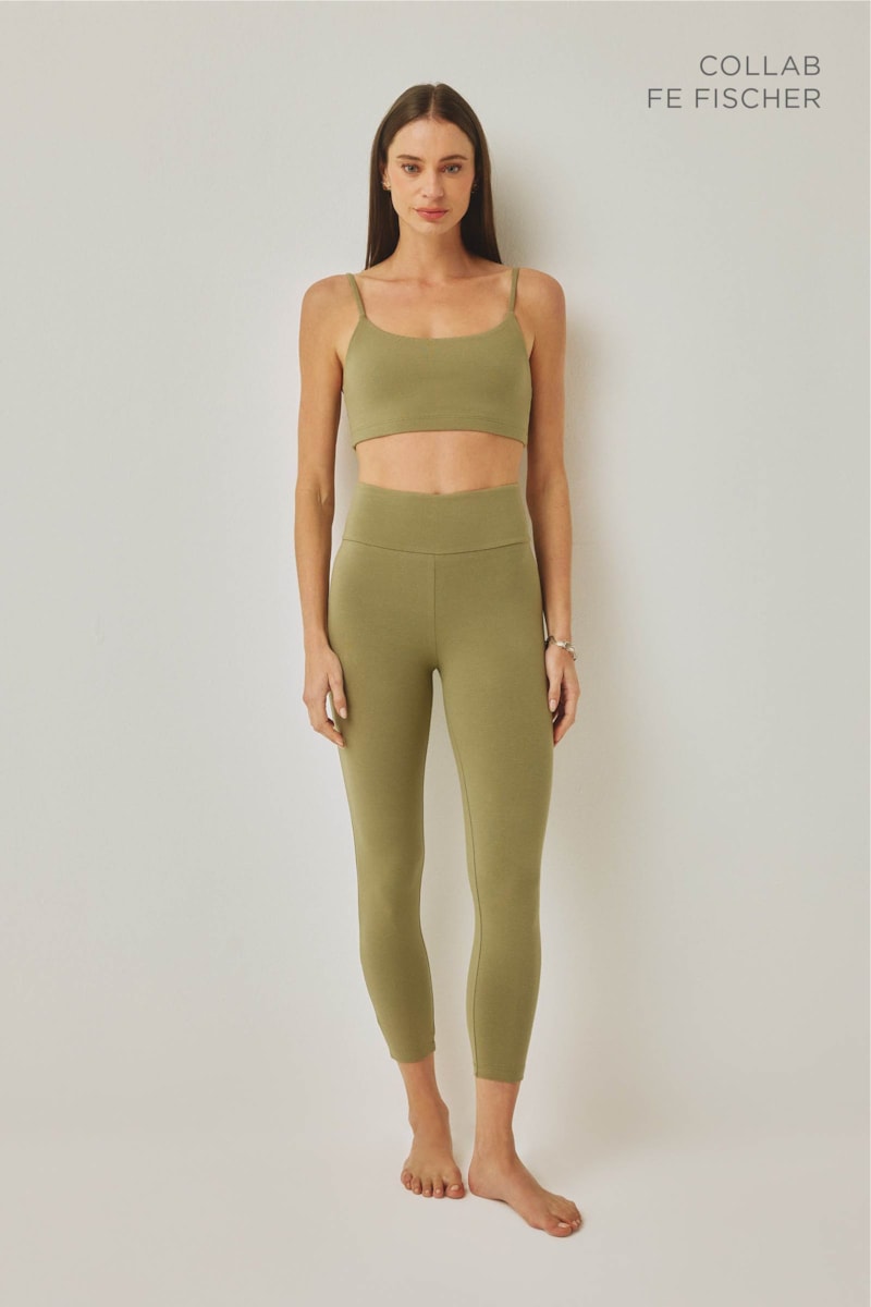 Legging Yoga Verde Algodão Collab Fischer