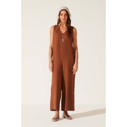 Macacao Yogini Linho Regata Dye Hebe Camelo