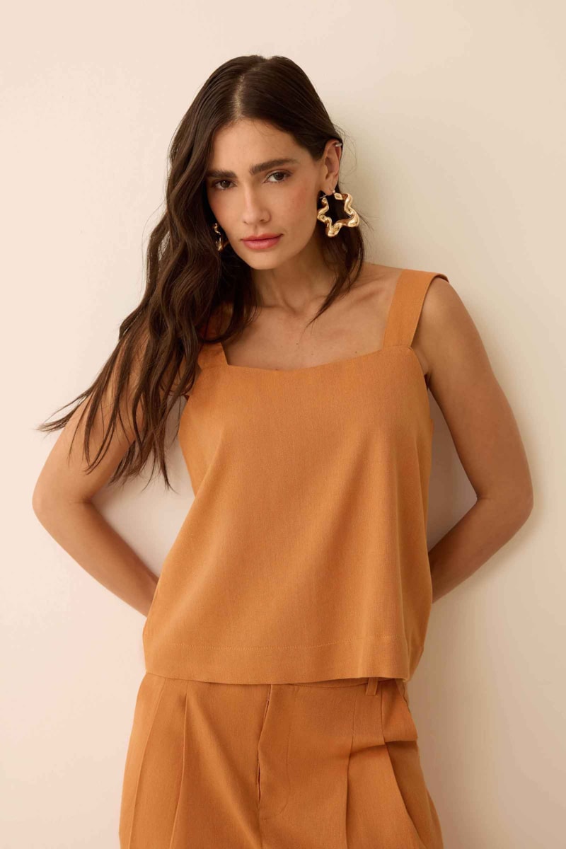 Regata Pop Orange Algodão Olinda
