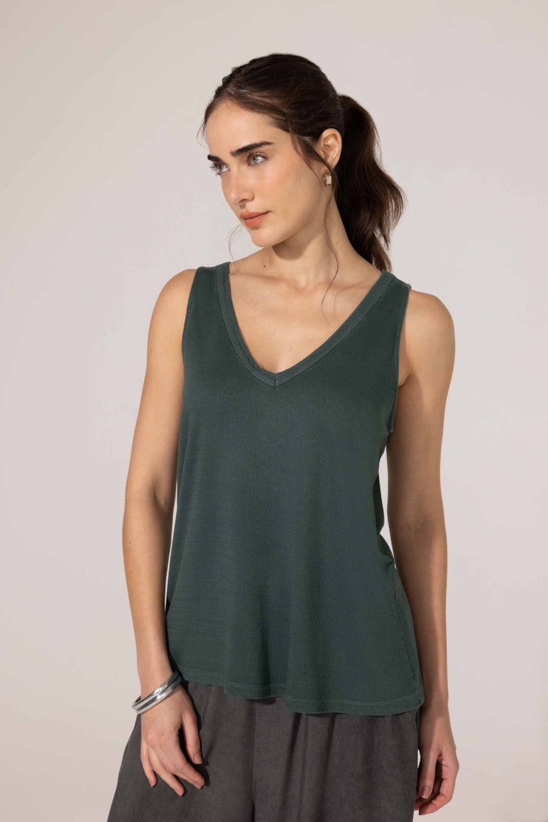 Regata Yogini C/ Linho Livia Verde Escuro