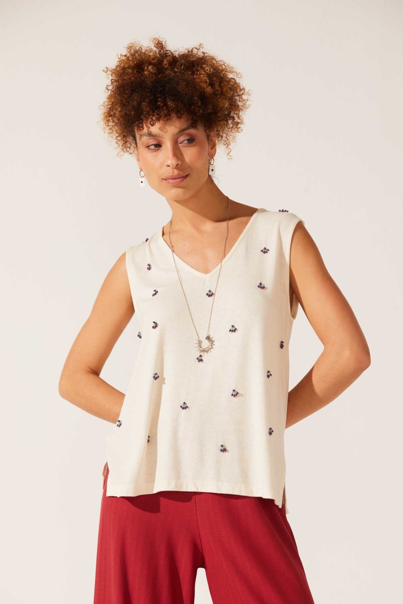 Regata Yogini Com Linho Hand Made Iza Off White