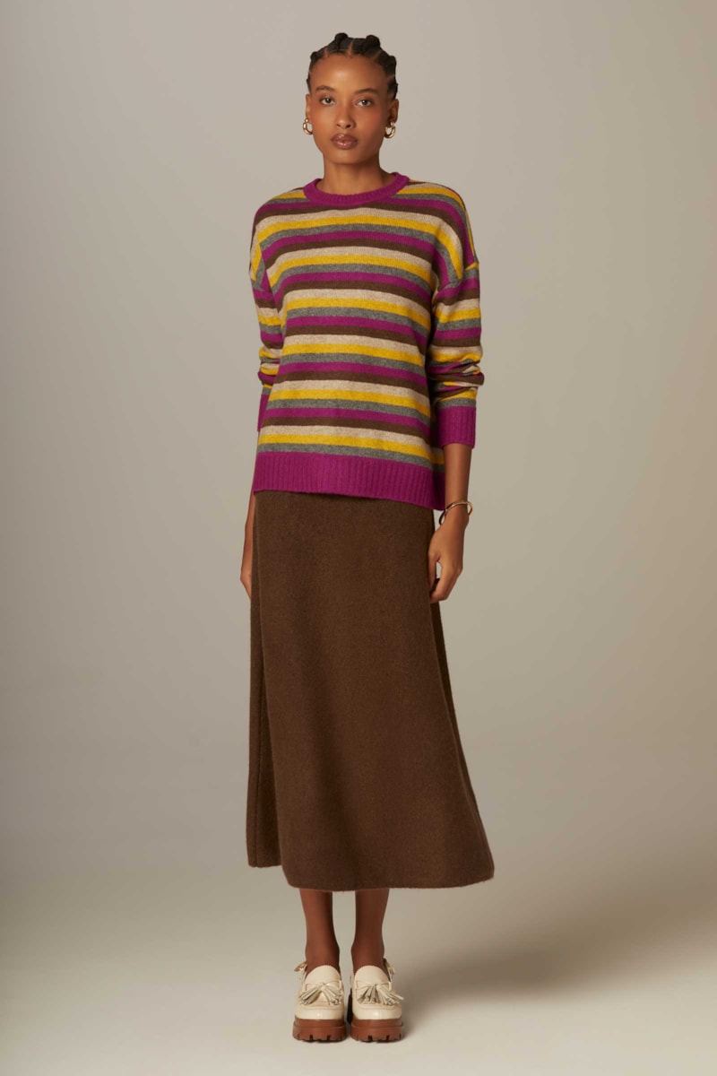 Saia Evasê Marrom Tricot Milena