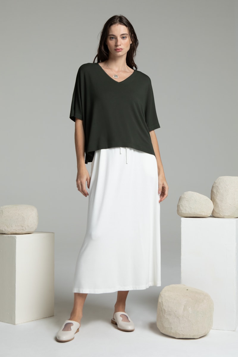 Saia Midi Off White Bambu Aruna