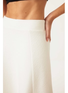 Saia Yogini Algodao Evase Midi Gappy Off White