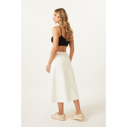 Saia Yogini Algodao Evase Midi Gappy Off White