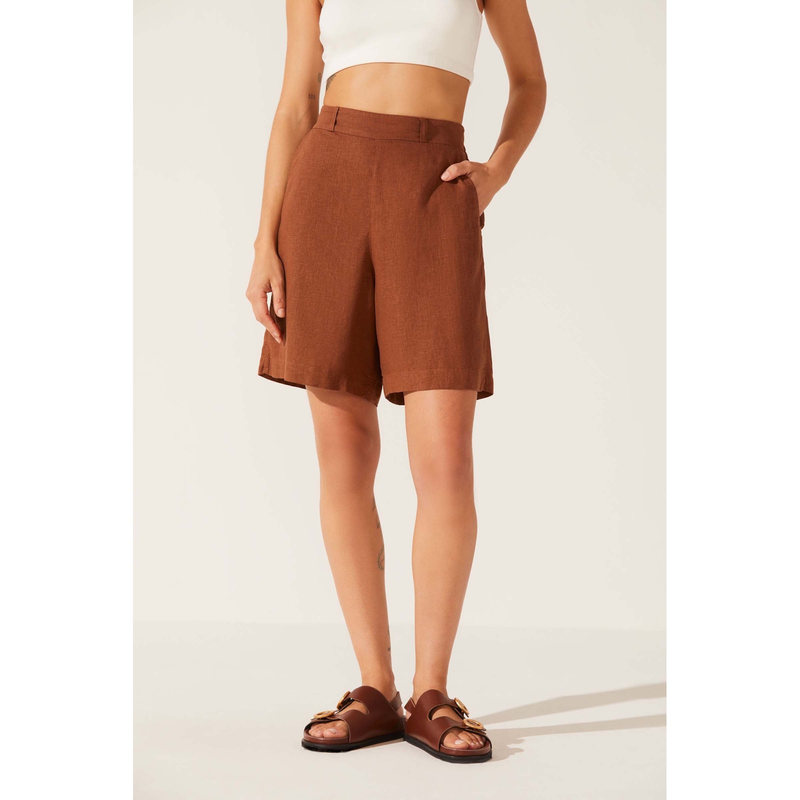 Short Dye Camelo Linho Eunice