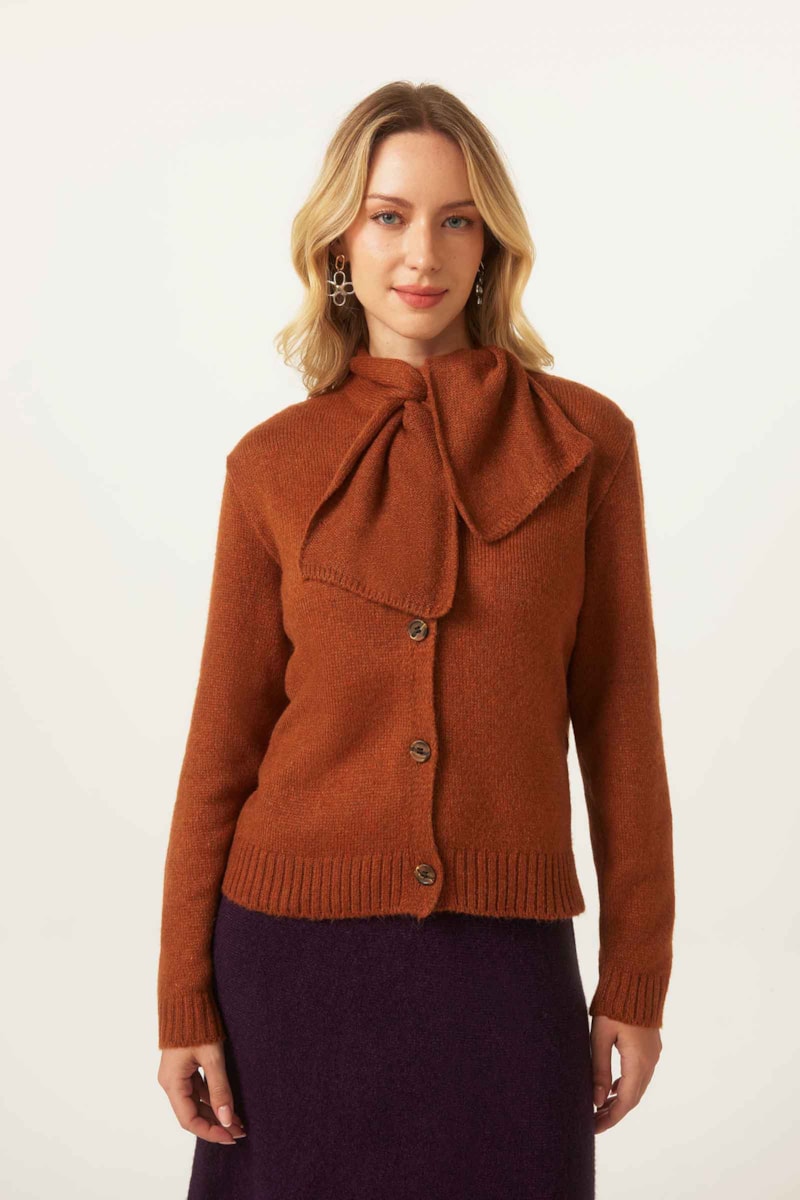 Sweater Lenço Ferrugem Tricot Brigite