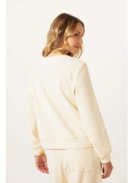 Sweatshirt Creme Algodão Pérola