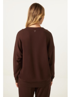 Sweatshirt Decote Degagê Marrom Theresa