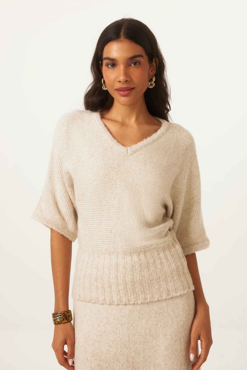 Trico Blusa Yogini Britney Mescla Bege