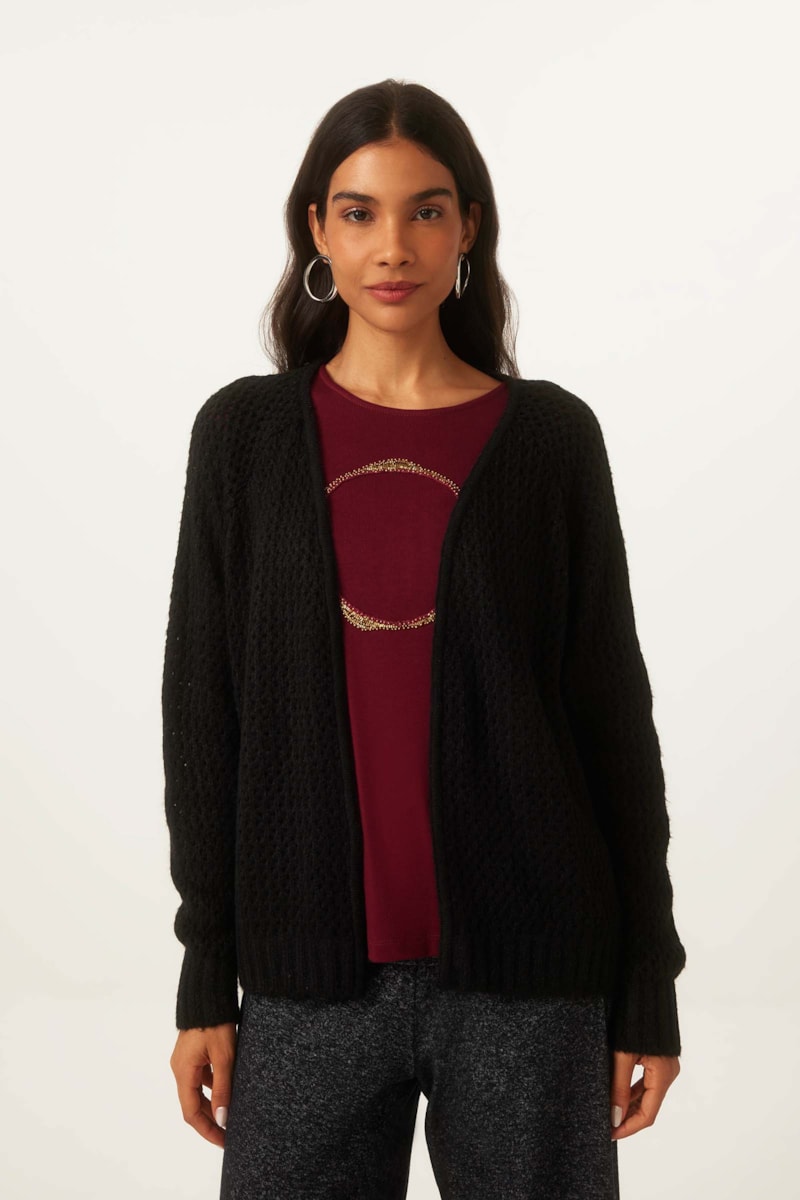 Trico Casaco Yogini Curto Kate Preto