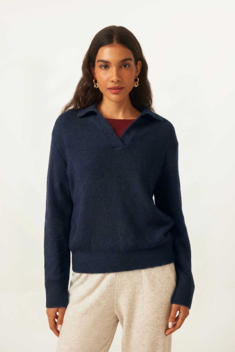 Trico Sweater Yogini Gola Birguita Marinho