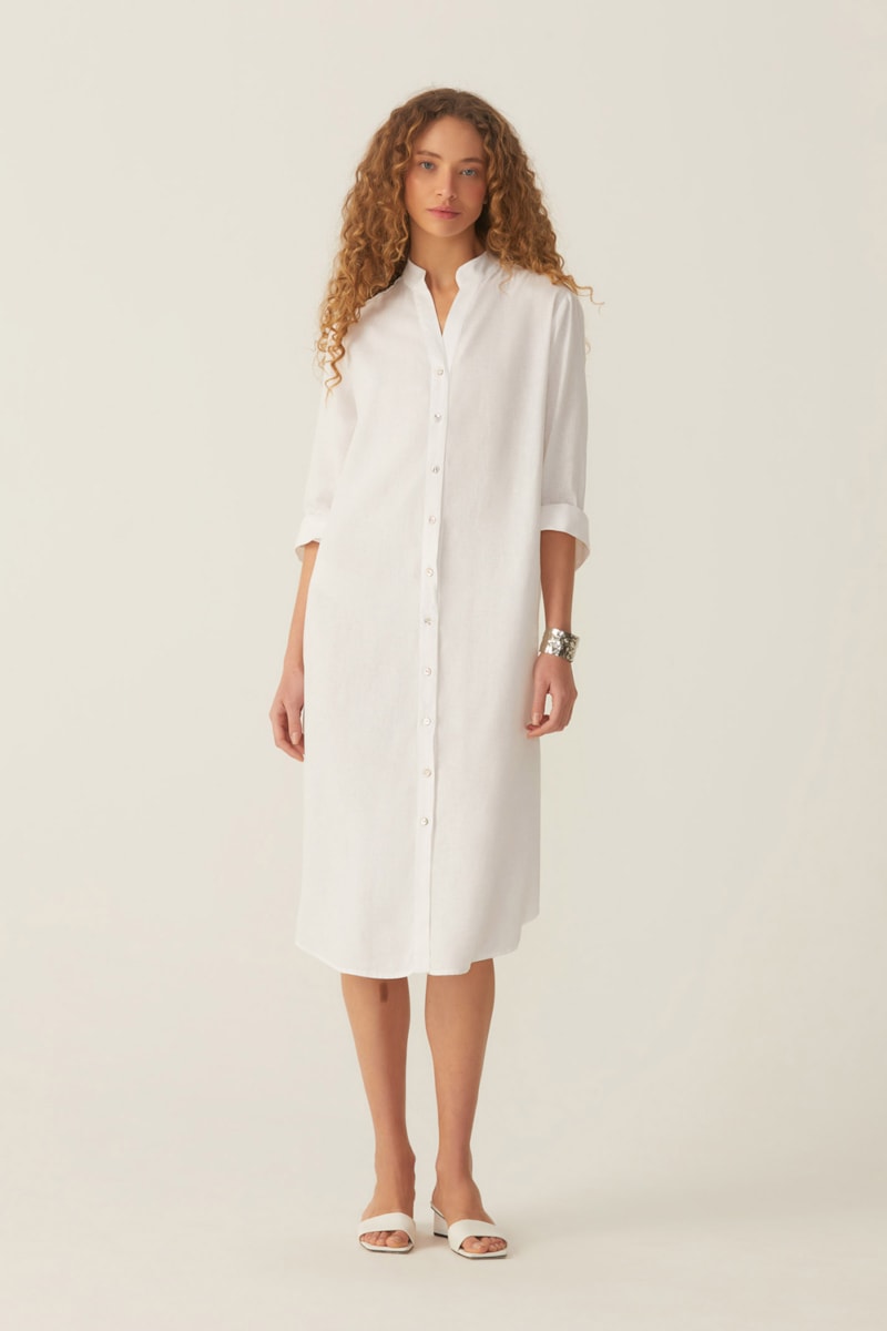 Vestido Chemise Dye Off White Linho Florence