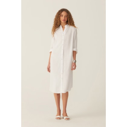 Vestido Chemise Dye Off White Linho Florence