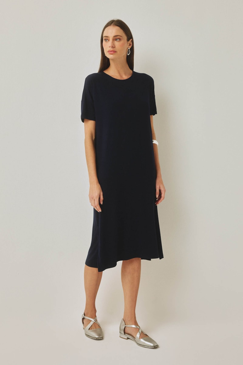 Vestido Midi Marinho Bambu Lilia