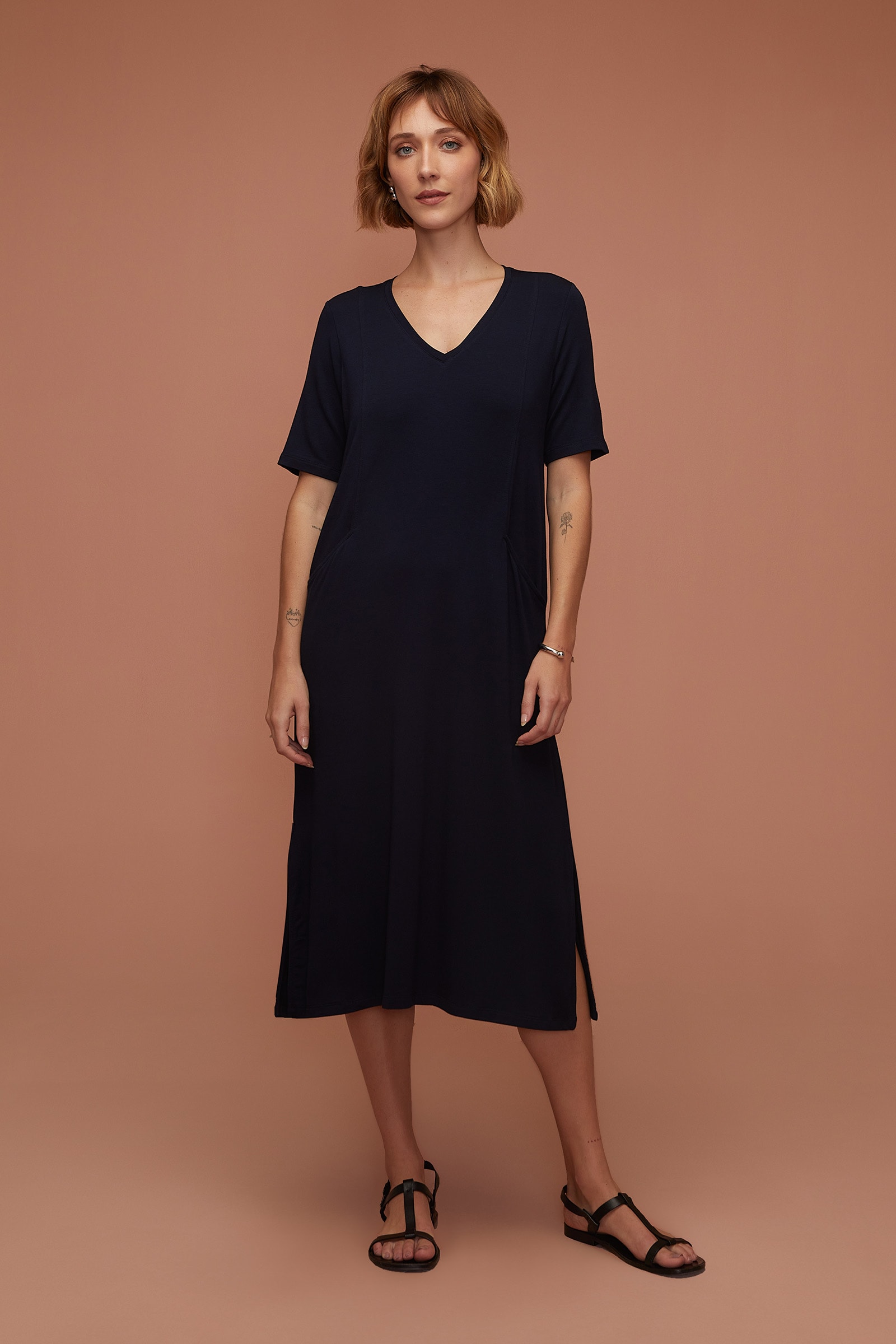 Vestido Yog Moletom Bambu New Isis (P) Marinho