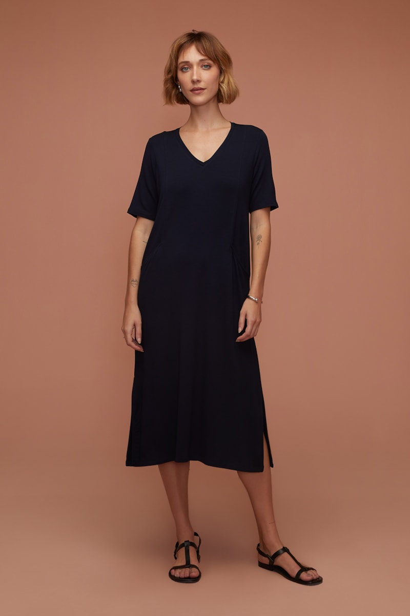 Vestido Yog Moletom Bambu New Isis (P) Marinho