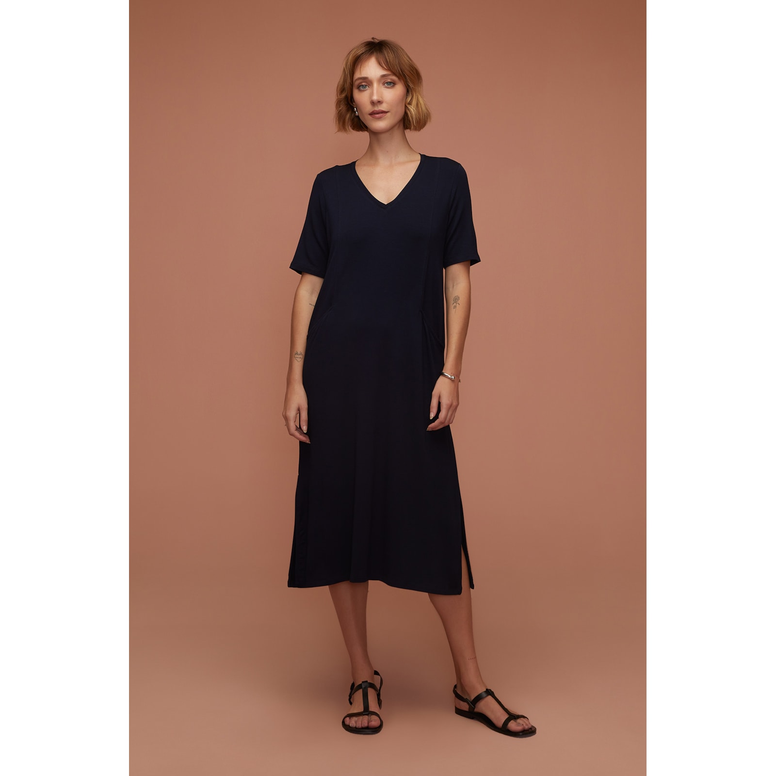 Vestido Yog Moletom Bambu New Isis (P) Marinho