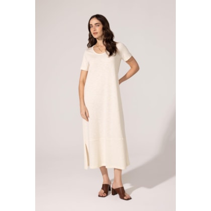 Vestido Yogini Algodao Evase Tulipa Creme