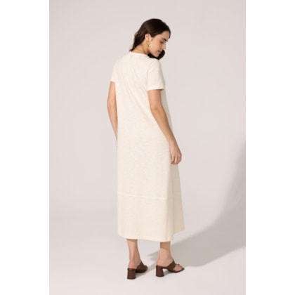 Vestido Yogini Algodao Evase Tulipa Creme