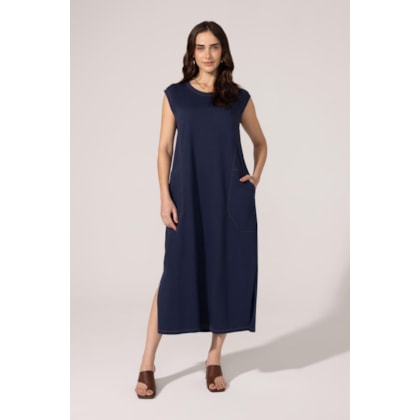 Vestido Yogini Algodao Icaria Marinho