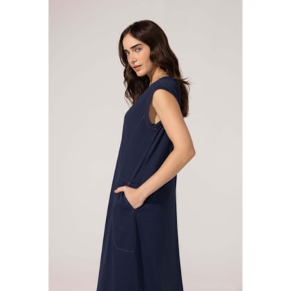 Vestido Yogini Algodao Icaria Marinho