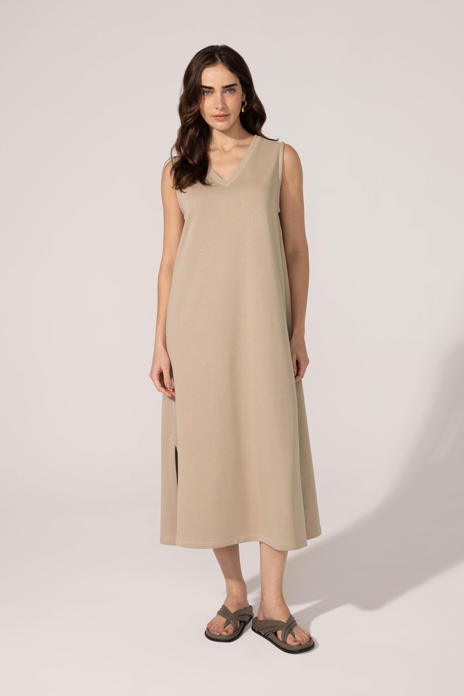 Vestido Yogini Algodao Regata Felicia Areia
