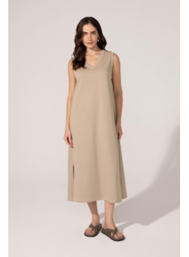 Vestido Yogini Algodao Regata Felicia Areia