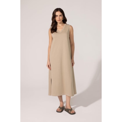 Vestido Yogini Algodao Regata Felicia Areia