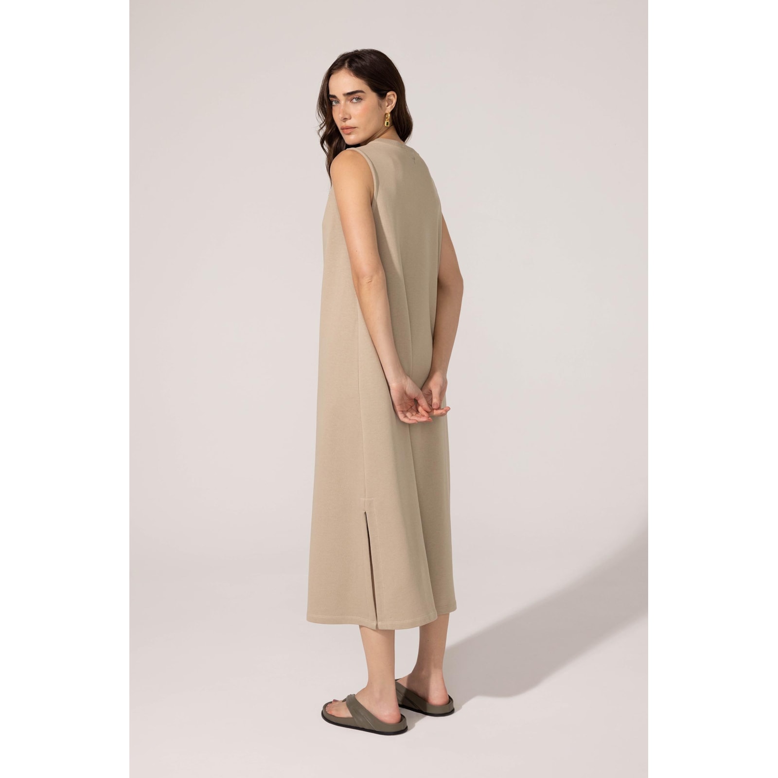 Vestido Yogini Algodao Regata Felicia Areia