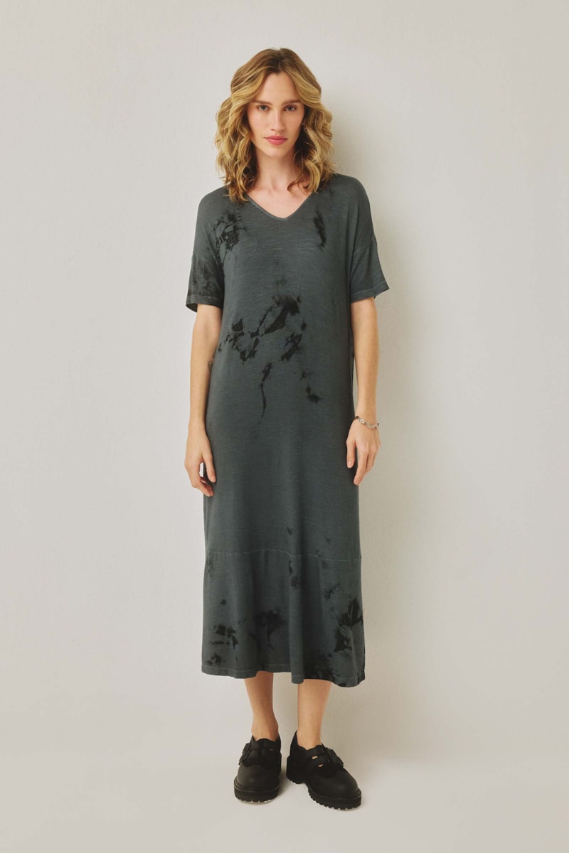Vestido Yogini Canelado Dye Viviana Grafite