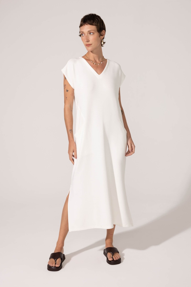 Vestido Yogini Canelado Vania Off White