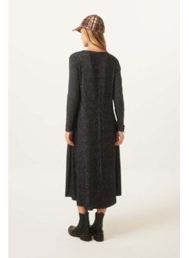 Vestido Yogini Flanelado Evase Jade Preto