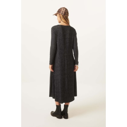 Vestido Yogini Flanelado Evase Jade Preto