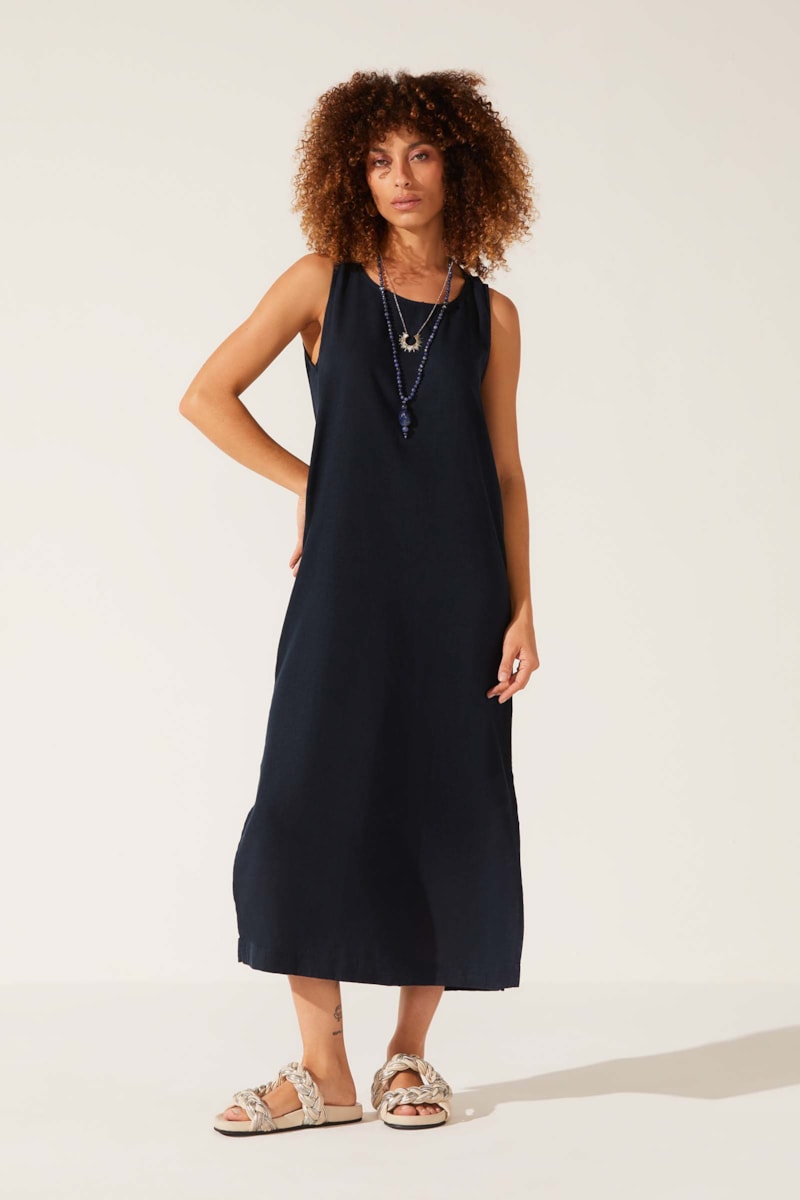 Vestido Yogini Linho Dye Regata Hebe Marinho