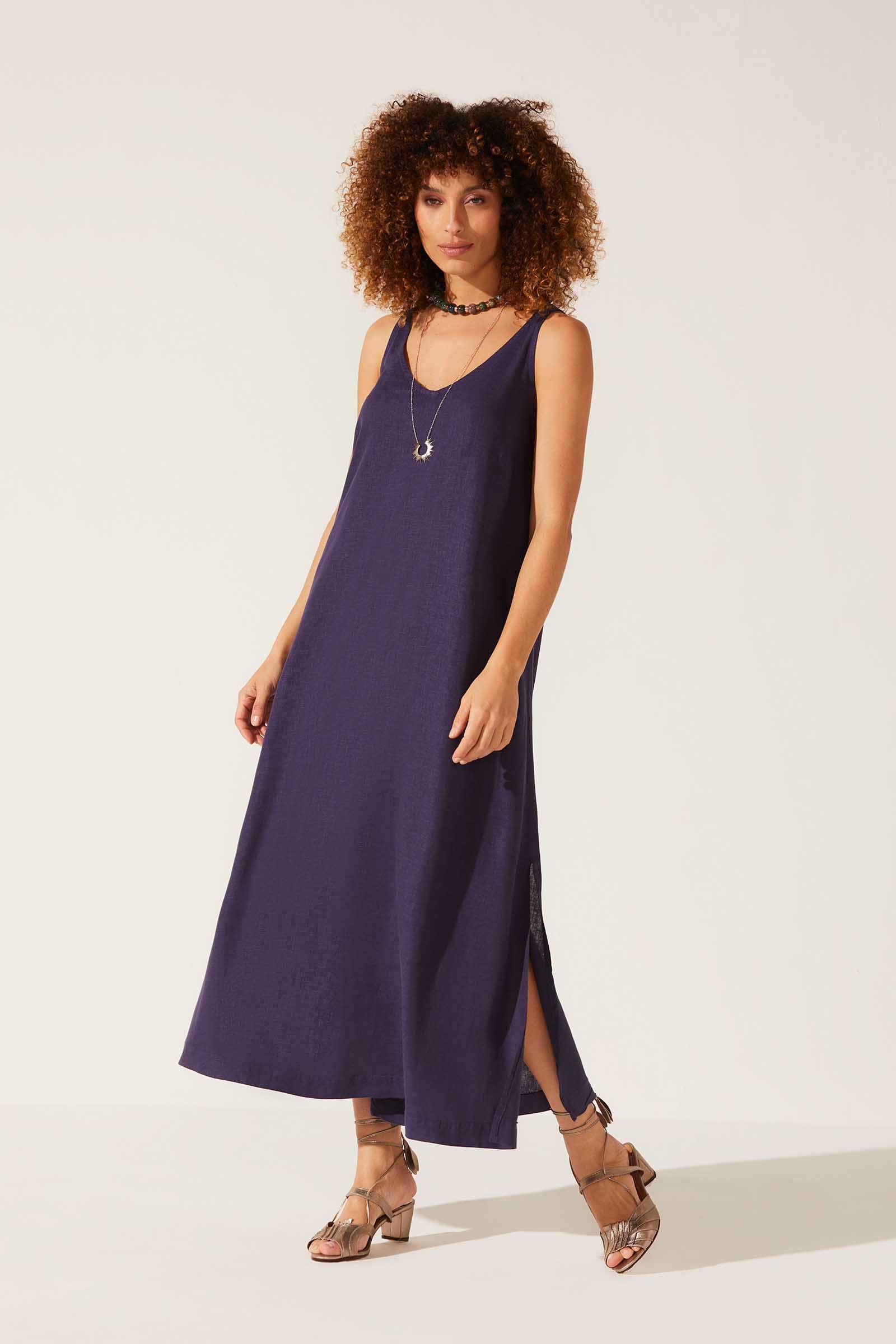 Vestido Yogini Linho Ella Dye Ii Carbono