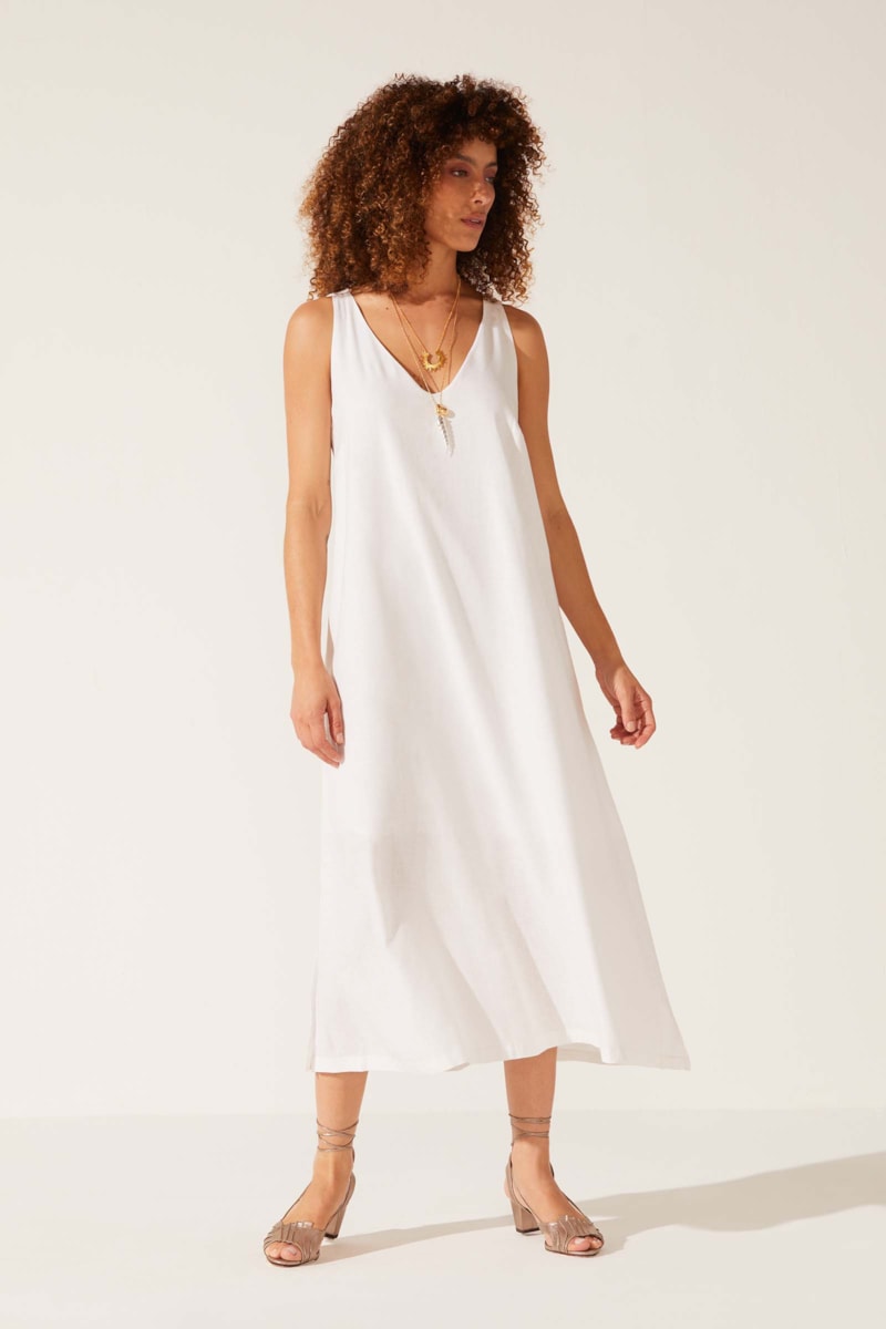 Vestido Yogini Linho Regata Esther Off White
