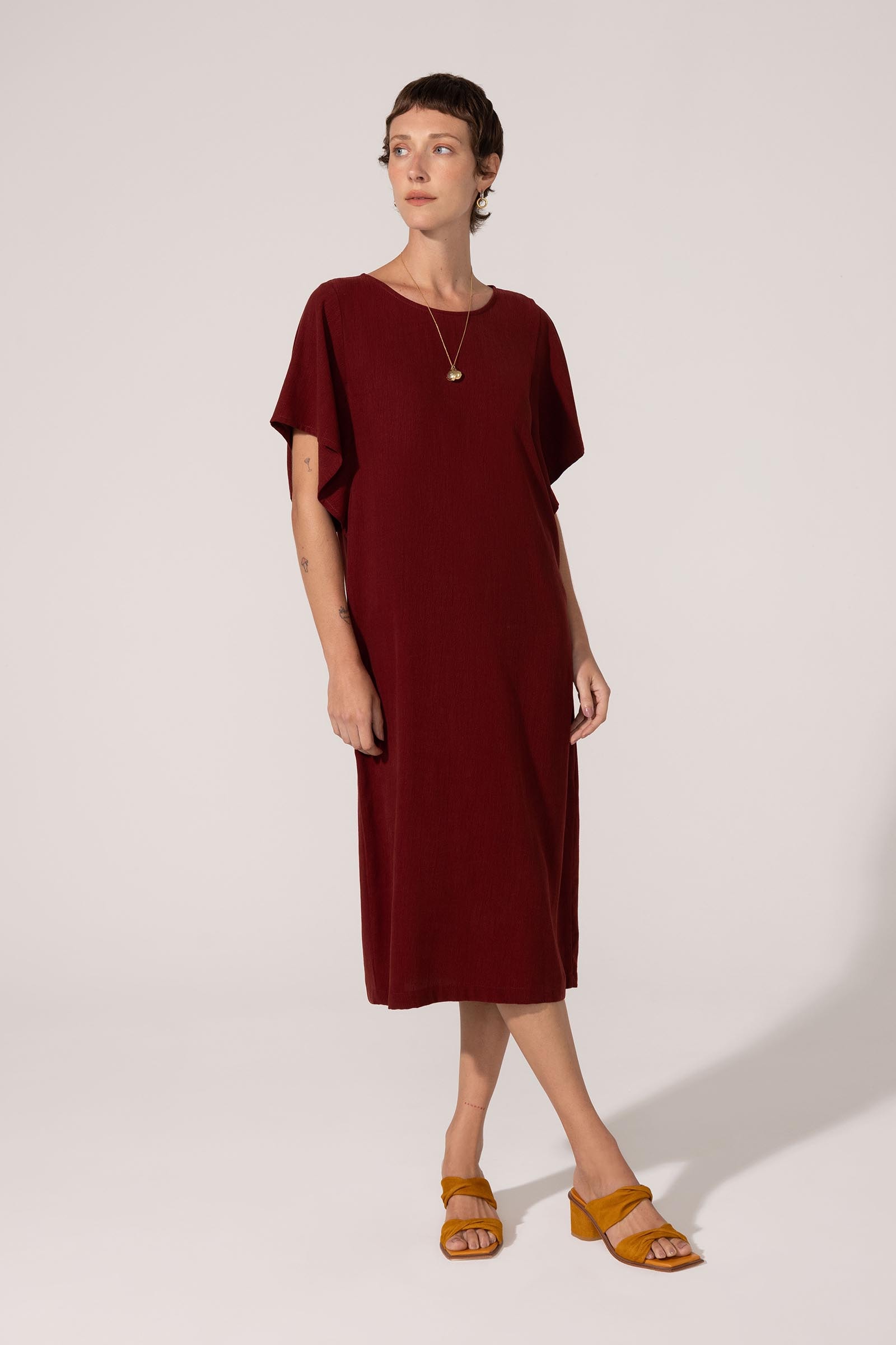 Vestido Yogini Liocel Dalva Bordo