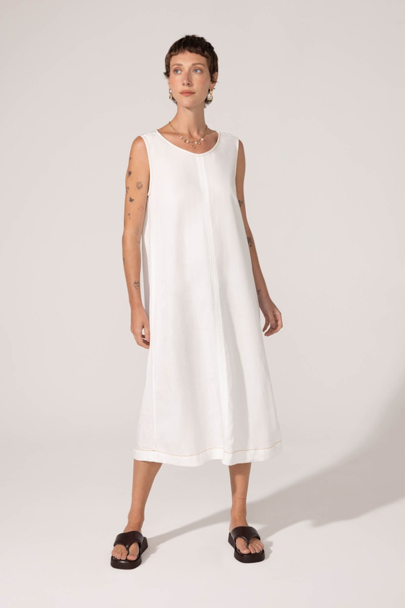 Vestido Yogini Liocel Regata Branca Off White