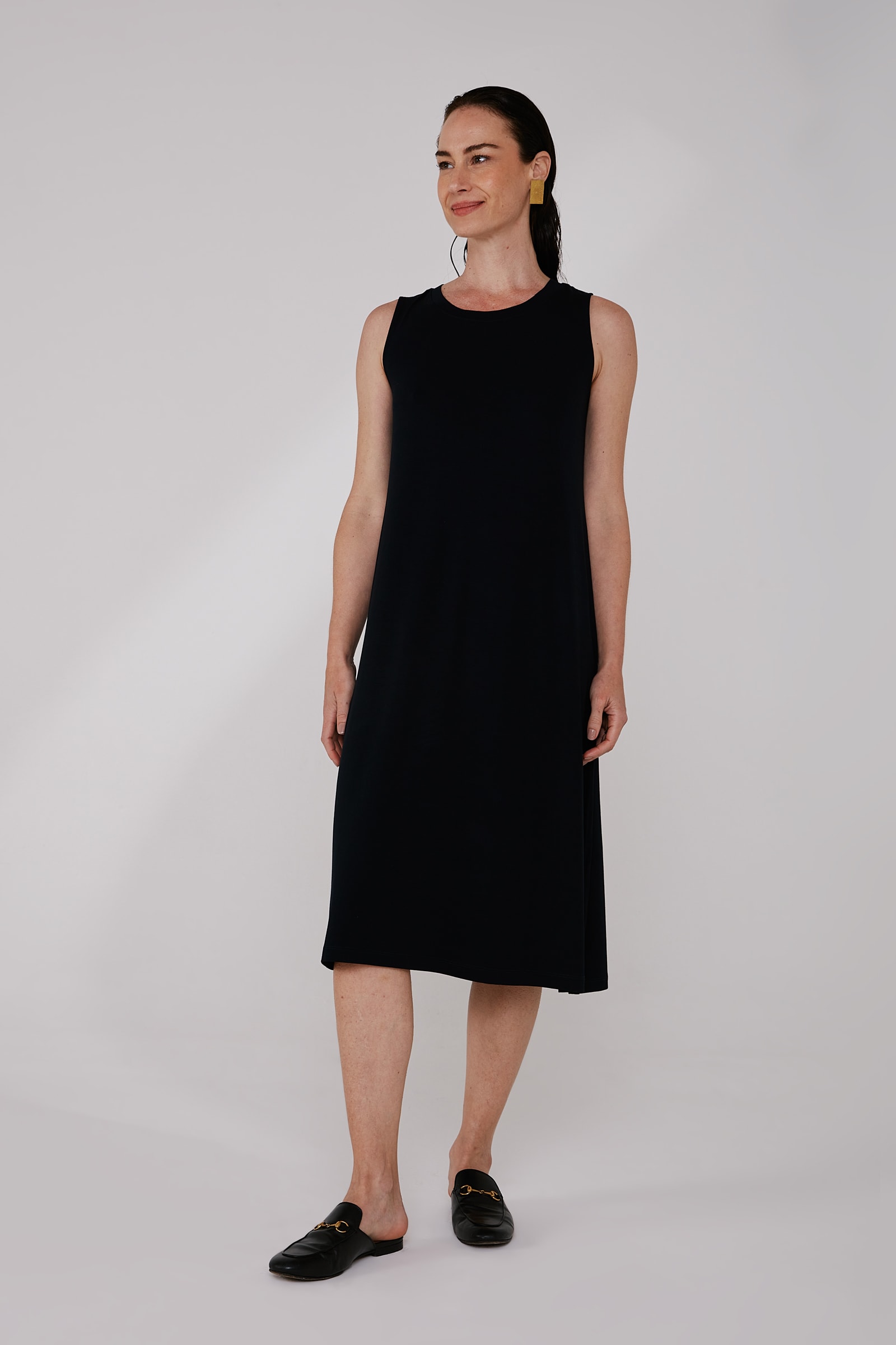 Vestido Yogini Malha Bambu Regata Preto