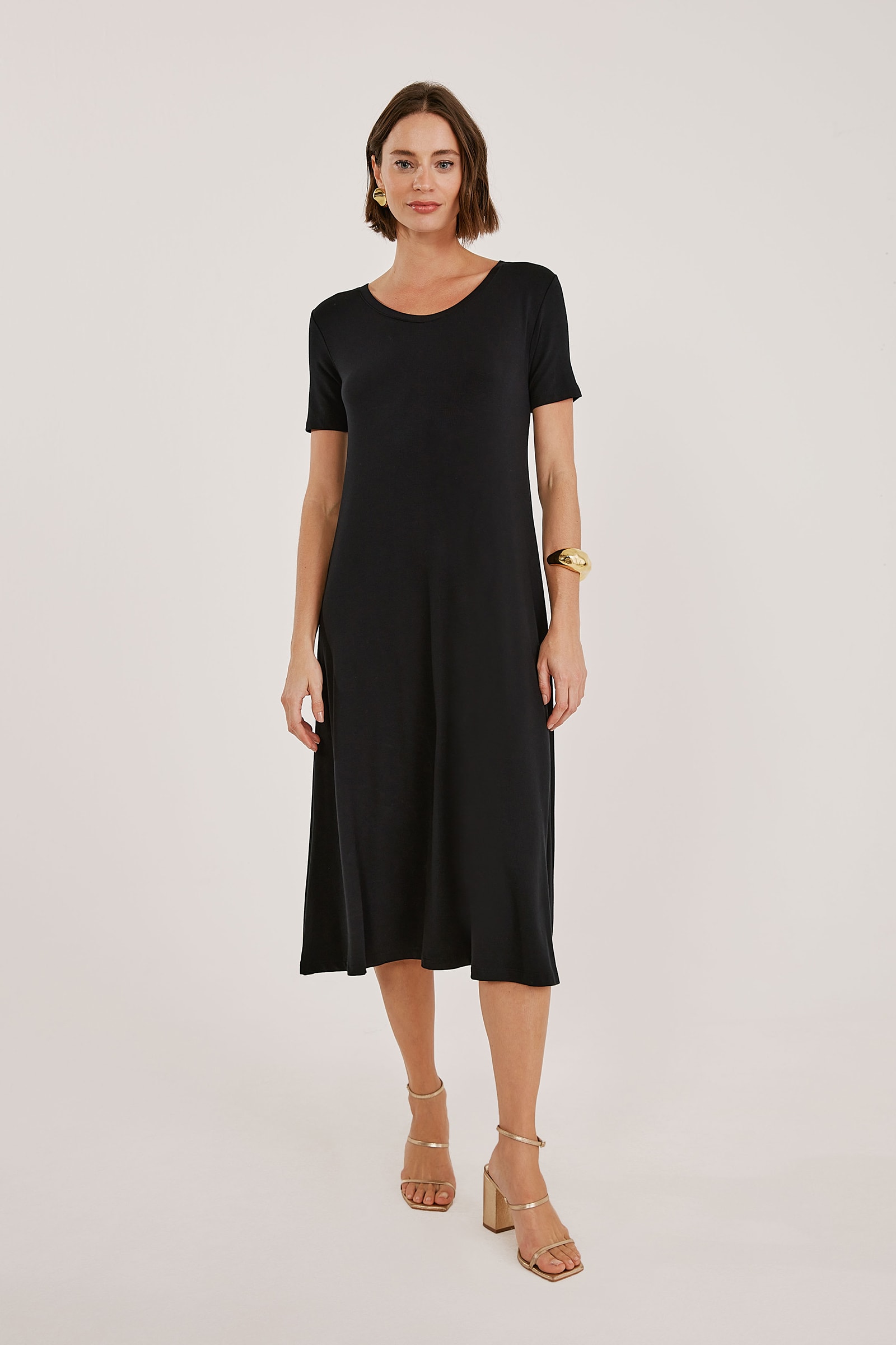 Vestido Yogini Moletom Bambu Evase (P) Preto